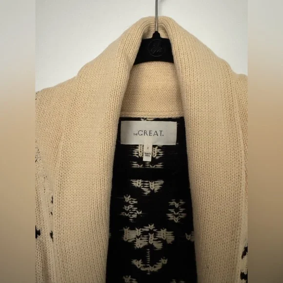 THE GREAT. The Garden Lodge Cotton Cream and Black Floral Cardigan - Picture 7 of 10